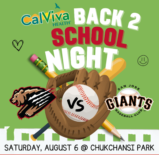 Back 2 School Night flyer - August 6 at Chukchansi Park